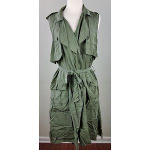 Cirana Women's Sleeveless Belted Wrap Dress Green Size M